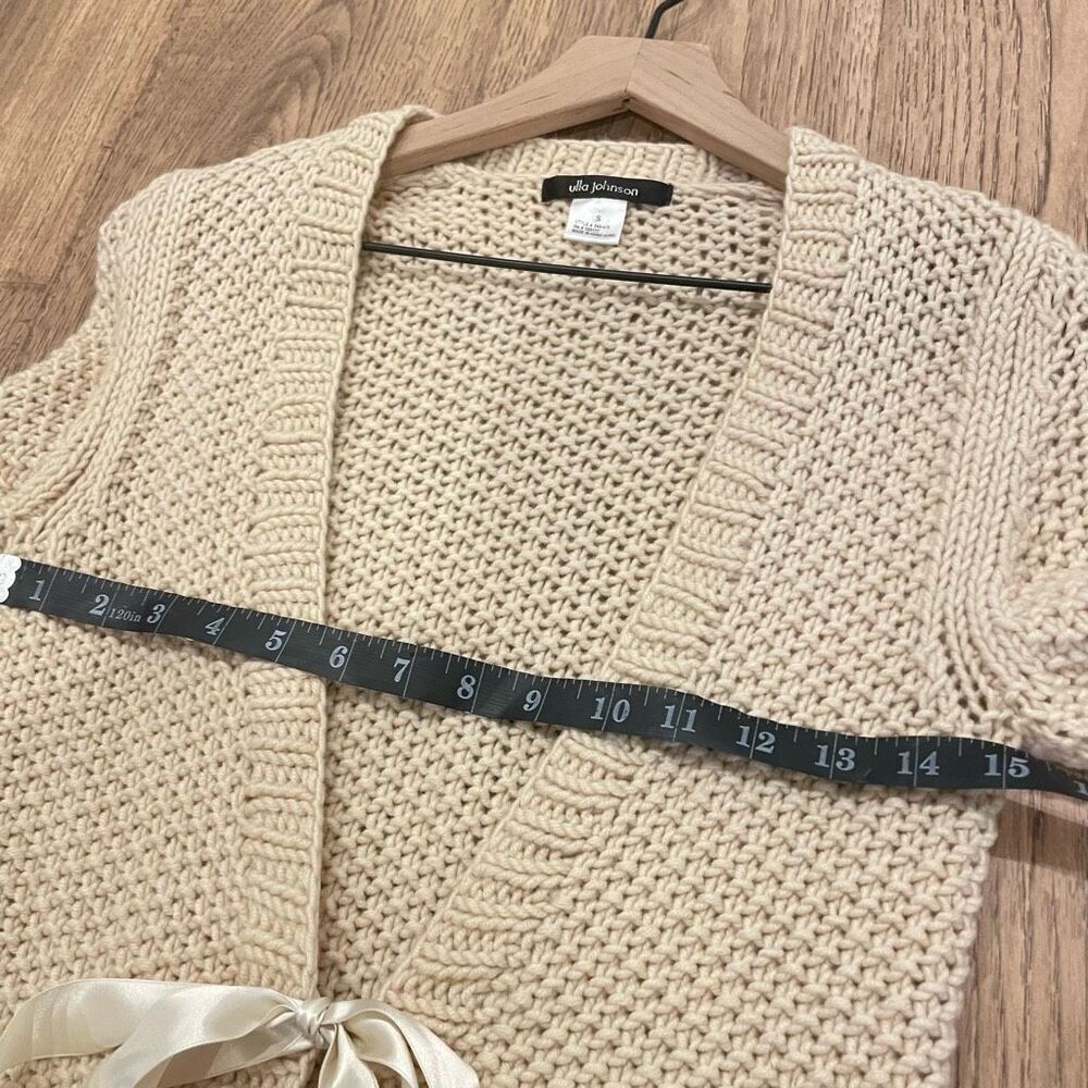 Ulla Johnson Camel Hair Knit Cream Bow Tie Front Cardigan Sweater S Fisherman - Picture 8 of 11